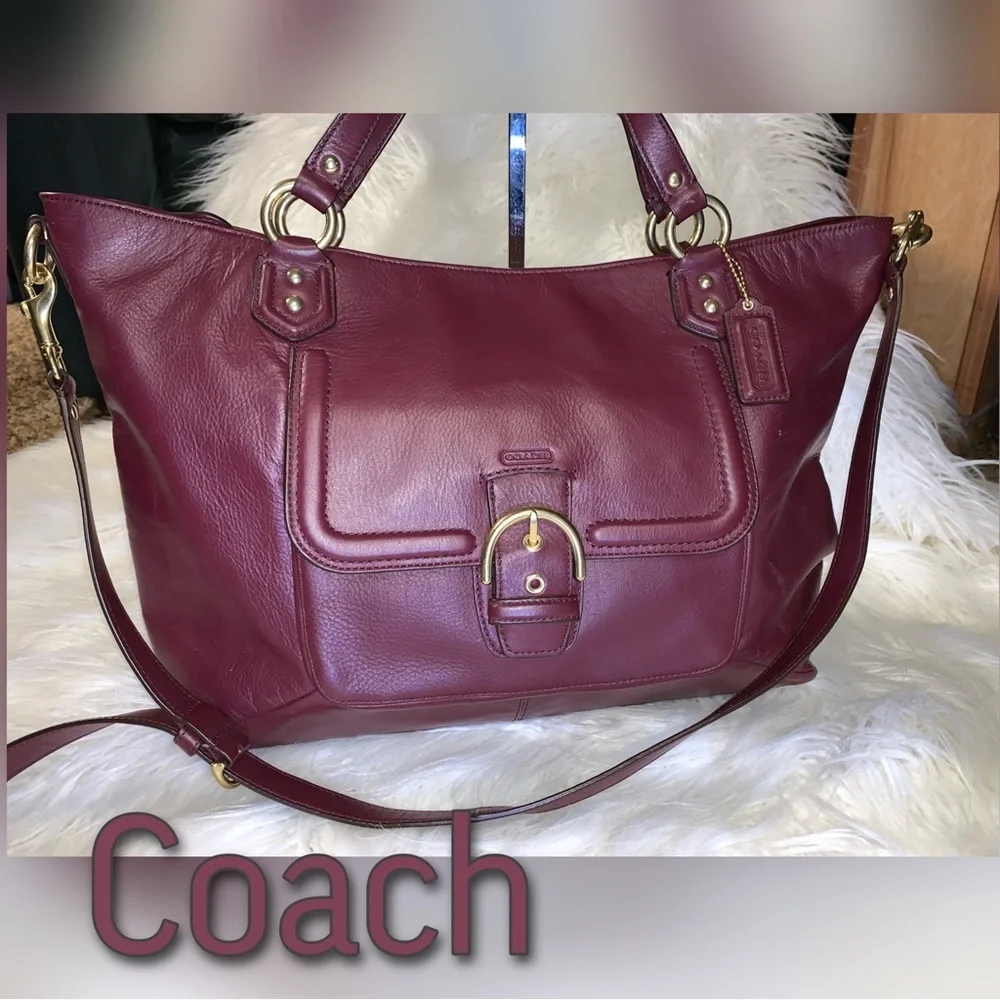 Coach Leather Campbell Izzy Fashion Satchel Brass Burgundy F24683 - Picture 5 of 7